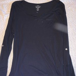 Black v neck long sleeve top